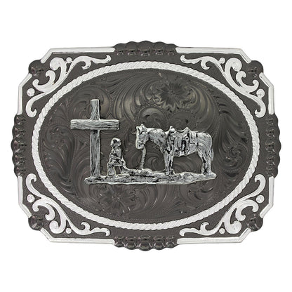 Montana Silversmiths Womens Gunmetal Filigree with Praying Cowboy