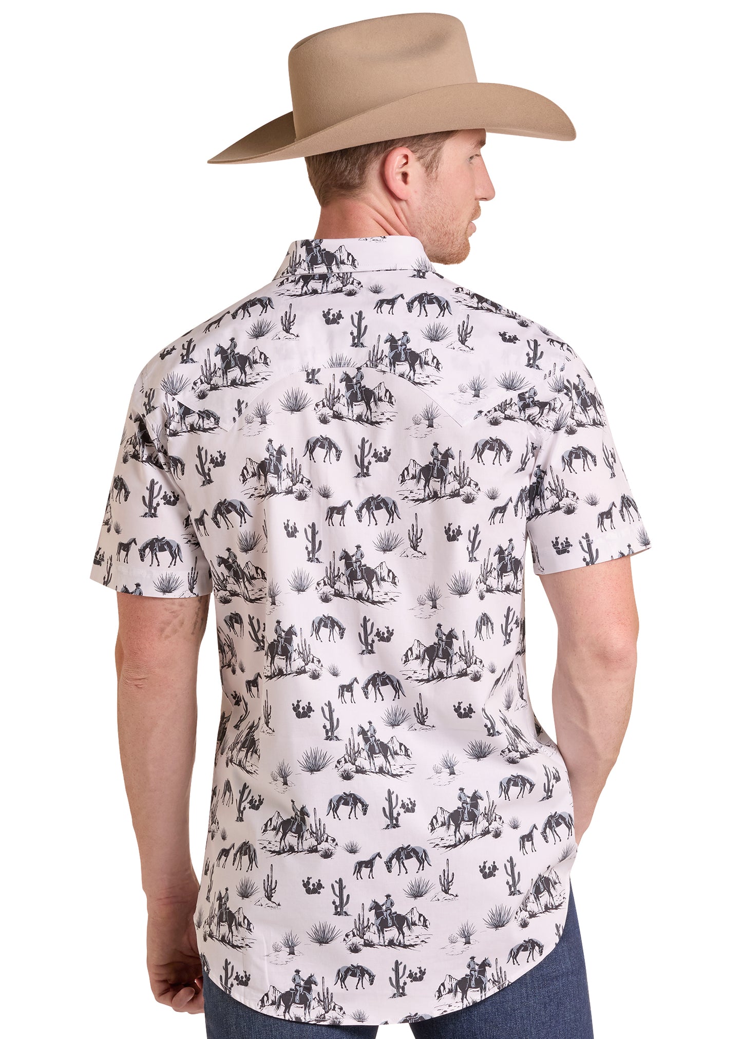 Rock & Roll Denim B&W Cowboy Short Sleeve Snap