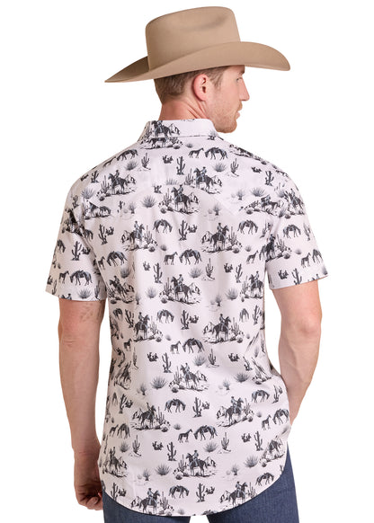 Rock & Roll Denim B&W Cowboy Short Sleeve Snap