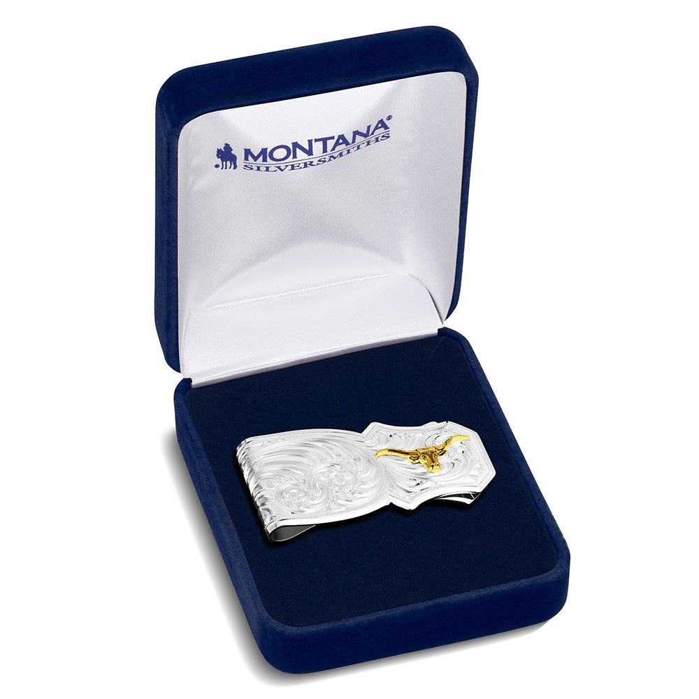 Trail Boss Money Clip with Longhorn
