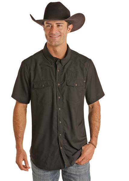 Rock & Roll Denim TEK Western Stretch Black Short Sleeve Shirt