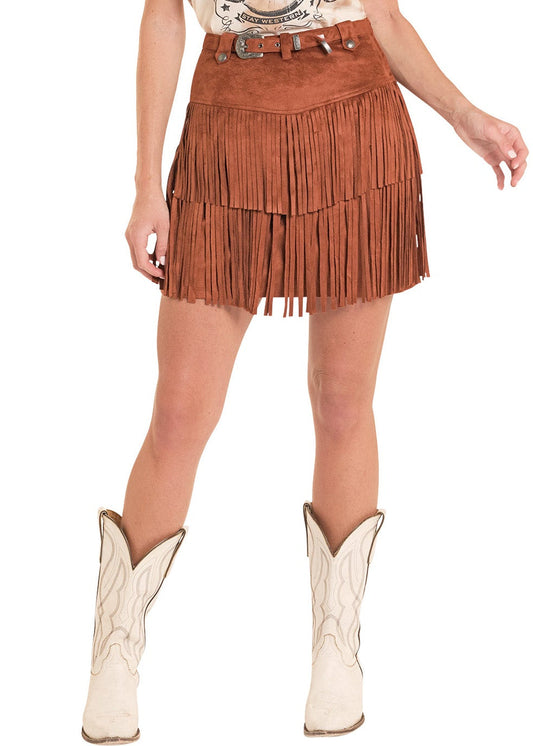 R&RD Women's Rust Fringe Skirt
