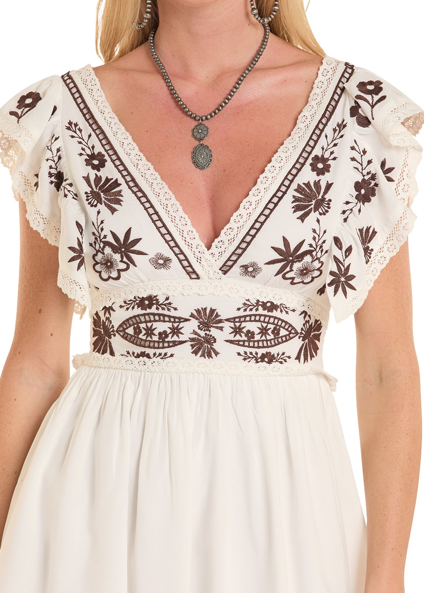 Rock & Roll Denim Embroidered Mini Dress