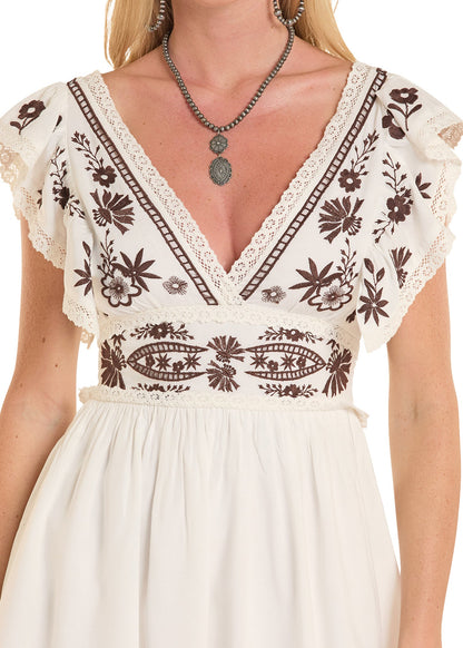 Rock & Roll Denim Embroidered Mini Dress