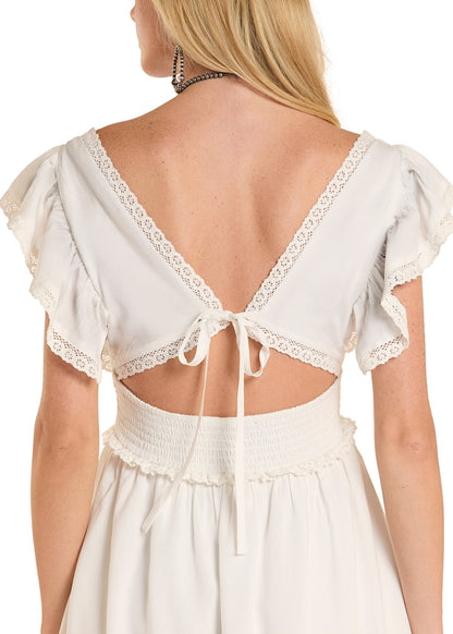 Rock & Roll Denim Embroidered Mini Dress