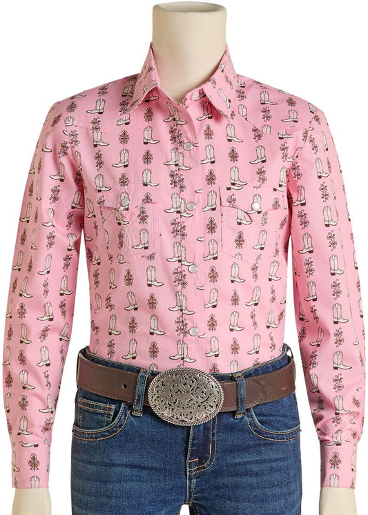 Panhandle Slim WL Girls LS Print snap shirt