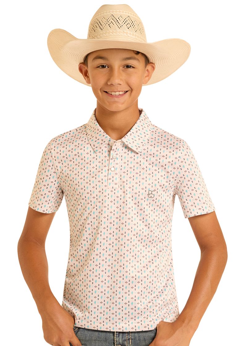 Panhandle Slim Boys' Micro Cactus Print Polo