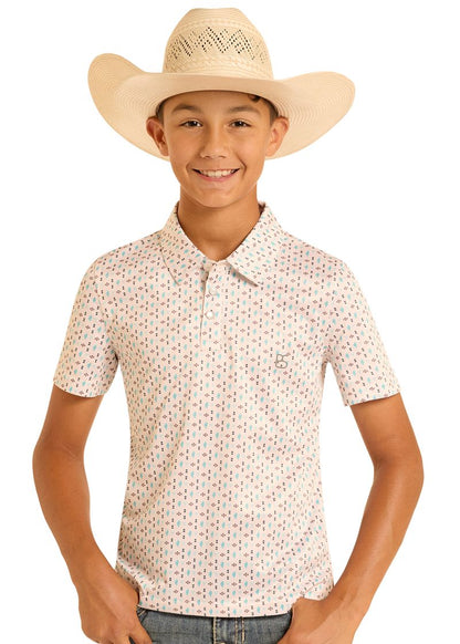Panhandle Slim Boys' Micro Cactus Print Polo